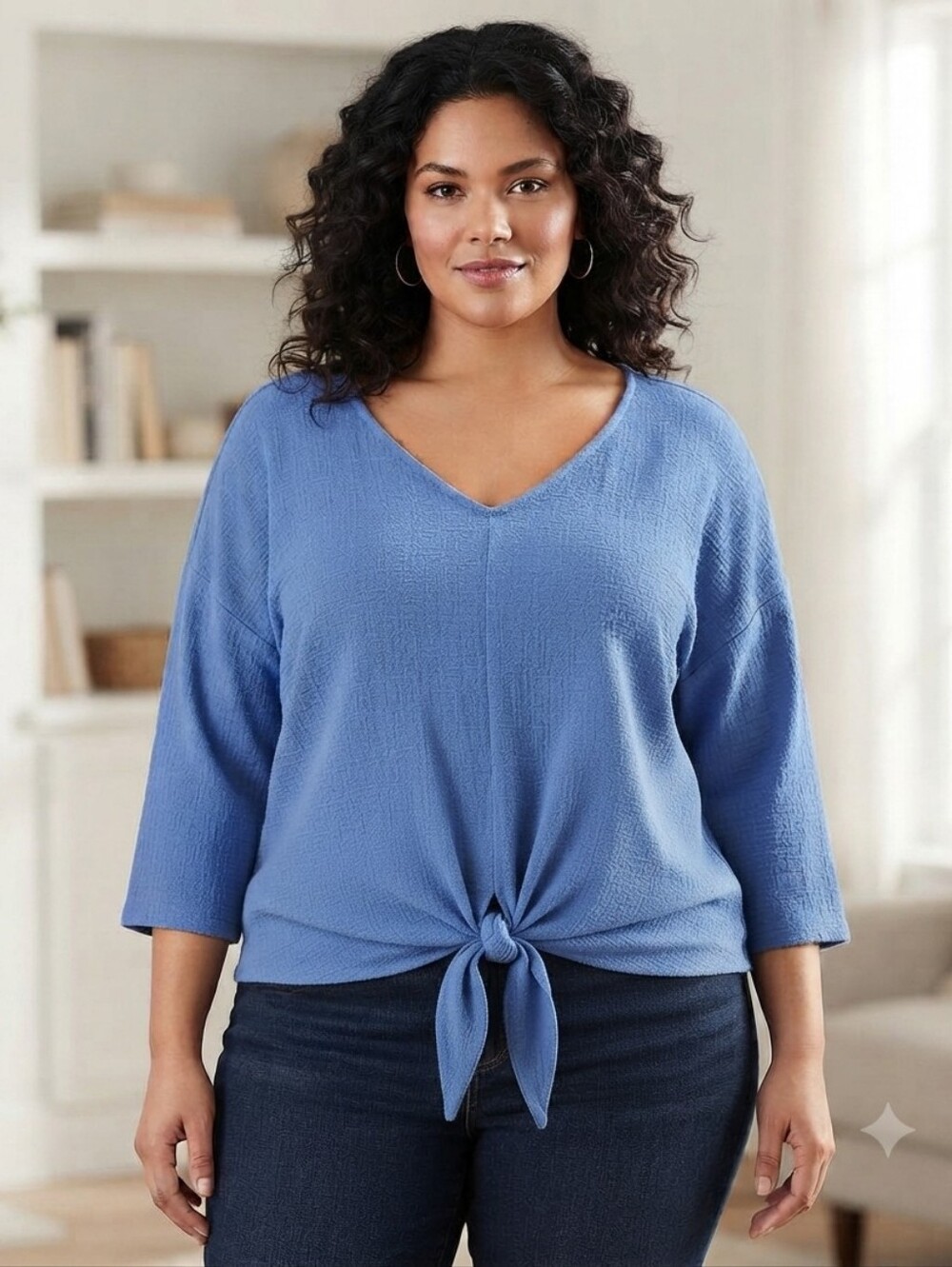 Talbots Plus 3X Blue Textured Knit Top
